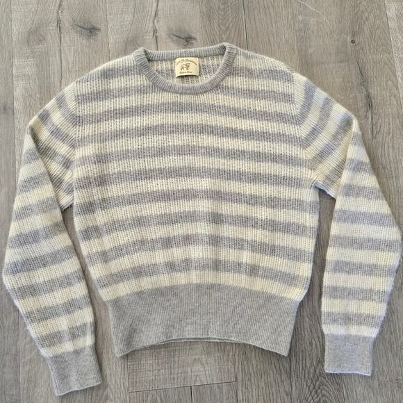 Women’s Wool Alpaca Blend Striped Sweater Sz S Gray Soft Cozy Minimalist Layer - Picture 2 of 6